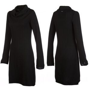 Prana Kaya Cowl Neck Flare Sleeve Wool Blend Sweater Dress | Charcoal | Small